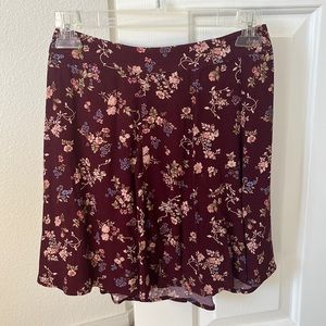 NWT Reformation Flounce Chantelle burgundy floral mini skirt